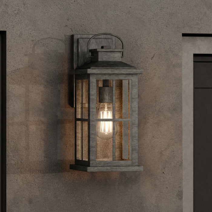 UHP1294 Transitional Outdoor Wall Sconce 12''H x 5''W, Aged Pewter Finish, Anaheim Collection