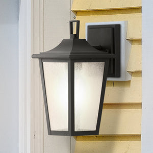 Urban Ambiance - Wall Sconce - UHP1453 Traditional Outdoor Wall Sconce, 11 - 1/4''H x 7 - 1/4"W x 6''D, Textured Black Finish, Rolla Collection - 