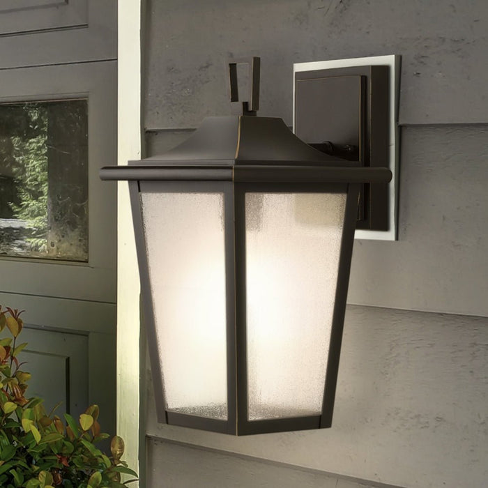 UHP1454 Traditional Outdoor Wall Sconce, 15''H x 9-5/8"W x 8''D, Antique Bronze Finish, Rolla Collection