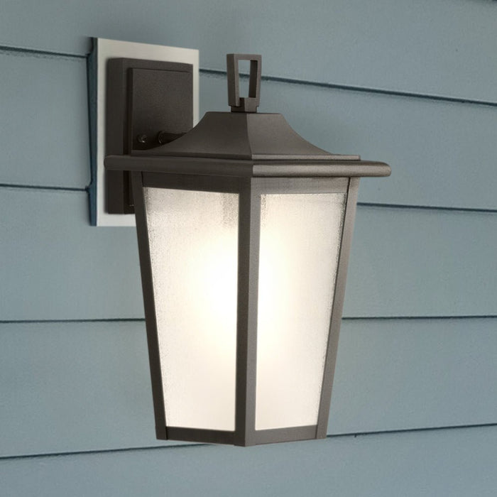 UHP1455 Traditional Outdoor Wall Sconce, 15''H x 9-5/8"W x 8''D, Textured Black Finish, Rolla Collection