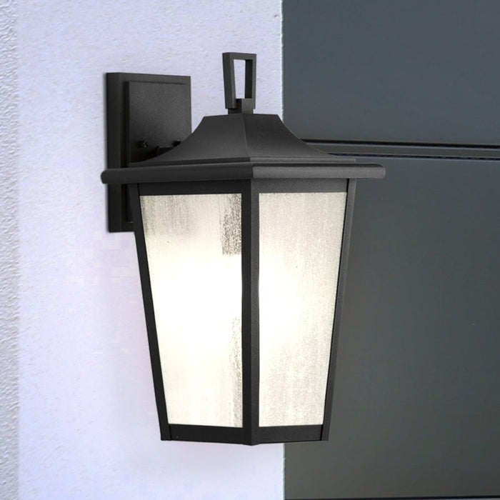 UHP1457 Traditional Outdoor Wall Sconce, 18-7/8''H x 11-3/4"W x 10''D, Textured Black Finish, Rolla Collection