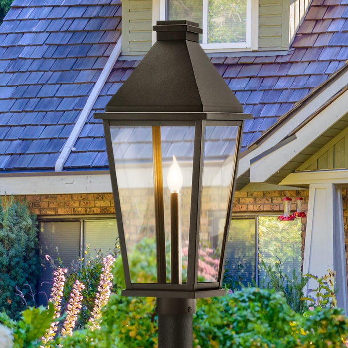 UHP1480 Tudor Outdoor Post Light, 26-1/2''H x 9-1/4"W x 9-1/4''D, Textured Black Finish, Helena Collection