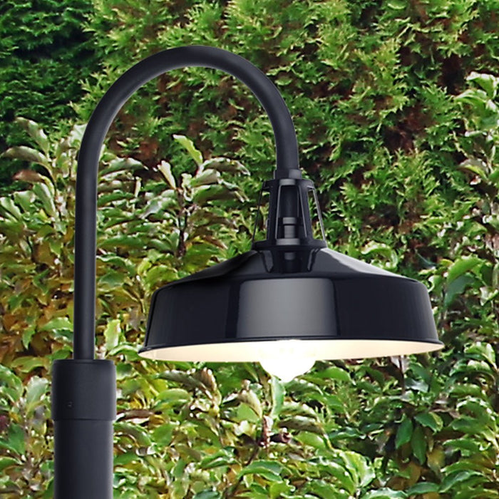 UHP1491 Industrial Outdoor Post Light, 17''H x 18-1/2"W x 13-1/4''D, Gloss Black Finish, Gary Collection