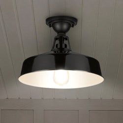 Urban Ambiance - Ceiling Light - UHP1494 Industrial Outdoor Ceiling Light, 9 - 1/2''H x 13 - 1/4"W x 13 - 1/4''D, Gloss Black Finish, Gary Collection - 