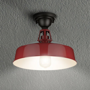 Urban Ambiance - Ceiling Light - UHP1495 Industrial Outdoor Ceiling Light, 9 - 1/2''H x 13 - 1/4"W x 13 - 1/4''D, Red Finish, Gary Collection - 