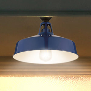 Urban Ambiance - Ceiling Light - UHP1498 Industrial Outdoor Ceiling Light, 9 - 1/2''H x 13 - 1/4"W x 13 - 1/4''D, Navy Finish, Gary Collection - 