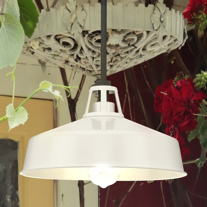 UHP1499 Industrial Outdoor Pendant, 7-1/2''H x 13-1/89"W x 13-1/89''D, White Finish, Gary Collection