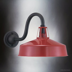 Urban Ambiance - Wall Sconce - UHP1504 Industrial Outdoor Wall Sconce, 11 - 1/4''H x 21 - 5/8"W x 13 - 1/4''D, Red Finish, Gary Collection - 