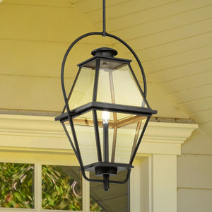 Urban Ambiance - Pendant - UHP1512 Vintage Outdoor Pendant, 25 - 5/8''H x 12"W x 12''D, Textured Black Finish, Solingen Collection - 