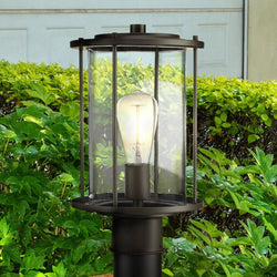 Urban Ambiance - Post Light - UHP1520 Farmhouse Outdoor Post Light, 13 - 1/2''H x 8"W x 8''D, Antique Bronze Finish, Bankstown Collection - 