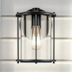 Urban Ambiance - Wall Sconce - UHP1526 Farmhouse Outdoor Wall Sconce, 9 - 1/2''H x 7 - 3/4"W x 6 - 1/2''D, Matte Black Finish, Bankstown Collection - 