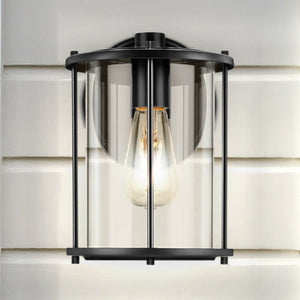 Urban Ambiance - Wall Sconce - UHP1526 Farmhouse Outdoor Wall Sconce, 9 - 1/2''H x 7 - 3/4"W x 6 - 1/2''D, Matte Black Finish, Bankstown Collection - 