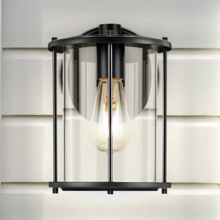 UHP1526 Farmhouse Outdoor Wall Sconce, 9-1/2''H x 7-3/4"W x 6-1/2''D, Matte Black Finish, Bankstown Collection