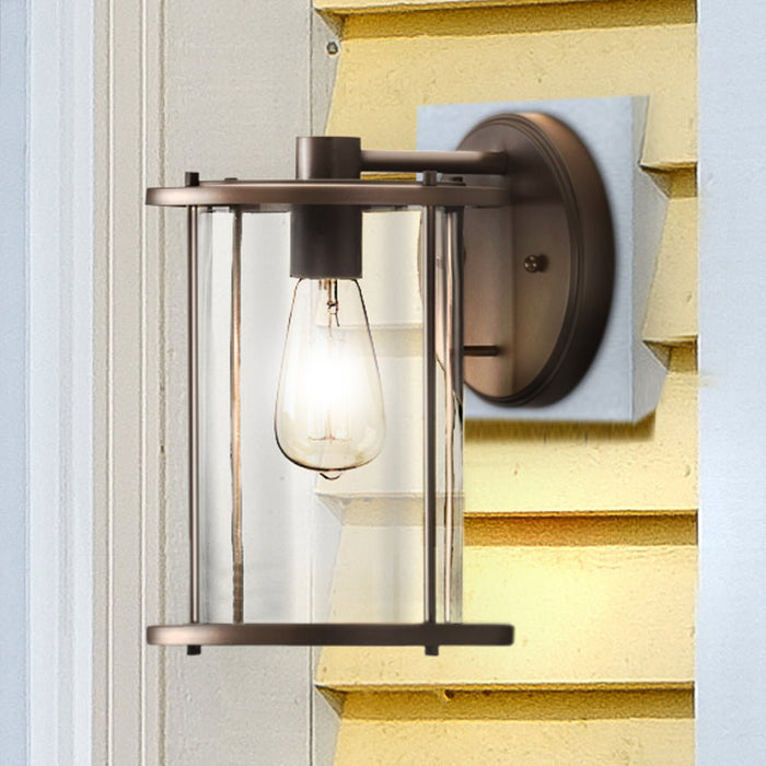 UHP1527 Farmhouse Outdoor Wall Sconce, 11-1/2''H x 9-1/4"W x 8''D, Antique Bronze Finish, Bankstown Collection