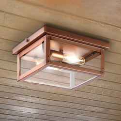 Urban Ambiance - Ceiling Light - UHP1531 Modern Farmhouse Outdoor Ceiling Light, 5 - 1/2''H x 12 - 3/8"W x 12 - 3/8''D, Antique Copper Finish, Darwin Collection - 