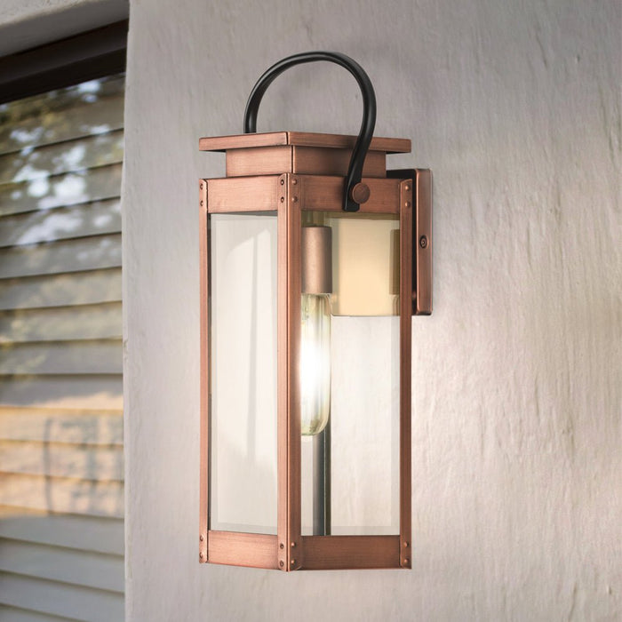 UHP1533 Modern Farmhouse Outdoor Wall Sconce, 15-7/8''H x 5-1/2"W x 6-1/2''D, Antique Copper Finish, Darwin Collection