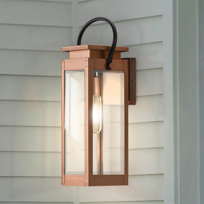 UHP1535 Modern Farmhouse Outdoor Wall Sconce, 23-5/8''H x 8"W x 9-3/4''D, Antique Copper Finish, Darwin Collection