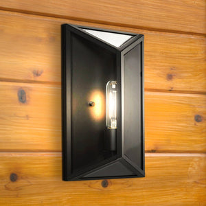 Urban Ambiance - Wall Sconce - UHP1580 Modern Outdoor Wall Sconce, 13 - 3/4''H x 4 - 5/8"W x 7 - 1/2''D, Matte Black Finish, Tiverton Collection - 