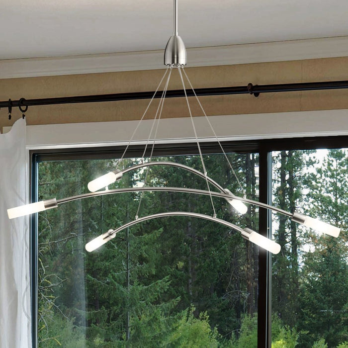 UHP4410 Minimalist Indoor Chandelier, 22-3/4''H x 40"W x 40''D, Brushed Nickel Finish, Calverton Collection