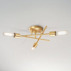 Urban Ambiance - Ceiling Light - UHP4421 Mid - Century Modern Indoor Ceiling Light, 5 - 1/8''H x 18"W x 18''D, Satin Brass Finish, Miami Collection - 