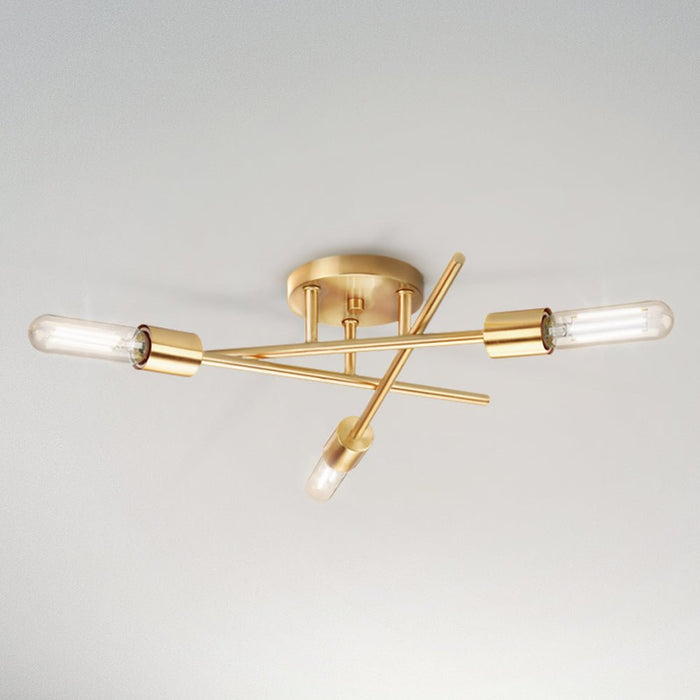 UHP4421 Mid-Century Modern Indoor Ceiling Light, 5-1/8''H x 18"W x 18''D, Satin Brass Finish, Miami Collection