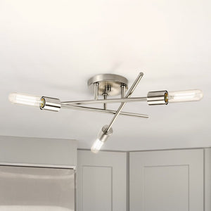 Urban Ambiance - Ceiling Light - UHP4422 Mid - Century Modern Indoor Ceiling Light, 5 - 1/8''H x 18"W x 18''D, Brushed Nickel Finish, Miami Collection - 