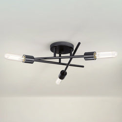 Urban Ambiance - Ceiling Light - UHP4424 Mid - Century Modern Indoor Ceiling Light, 5 - 1/8''H x 18"W x 18''D, Matte Black Finish, Miami Collection - 