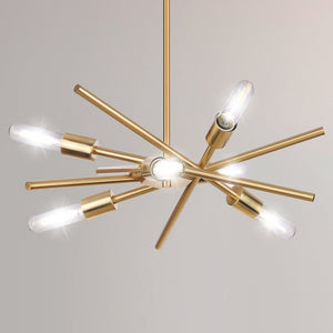 Urban Ambiance - Chandelier - UHP4425 Mid - Century Modern Indoor Chandelier, 10 - 1/2''H x 22 - 9/165"W x 22 - 9/165''D, Satin Brass Finish, Miami Collection - 