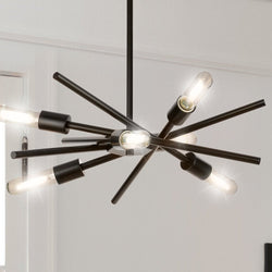 Urban Ambiance - Chandelier - UHP4426 Mid - Century Modern Indoor Chandelier, 10 - 1/2''H x 22 - 9/165"W x 22 - 9/165''D, Matte Black Finish, Miami Collection - 