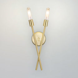 Urban Ambiance - Wall Sconce - UHP4429 Mid Century Modern Indoor Wall Sconce, 17 - 3/4''H x 3 - 7/8"W x 7 - 1/4''D, Satin Brass Finish, Miami Collection - 