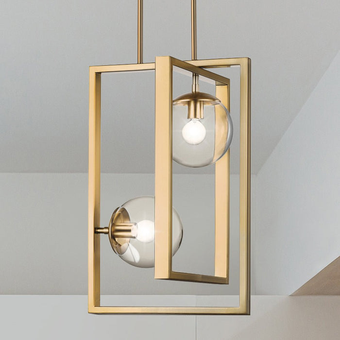 UHP4453 Minimalist Indoor Pendant, 20-1/2''H x 13-1/2"W x 13-1/2''D, Brushed Bronze Finish, Canton Collection