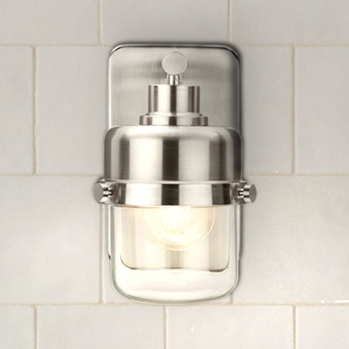 UHP4470 Industrial Indoor Bath Light, 8-5/8''H x 6-3/8"W x 5''D, Brushed Nickel Finish, Olympia Collection