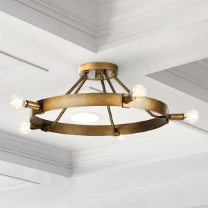 Urban Ambiance - Ceiling Light - UHP4481 Modern Farmhouse Indoor Ceiling Light, 7 - 1/2''H x 22 - 1/2"W x 22 - 1/2''D, Aged Bronze Finish, Fremantle Collection - 