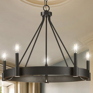 Urban Ambiance - Chandelier - UHP4484 Modern Farmhouse Indoor Chandelier, 21''H x 26"W x 26''D, Matte Black Finish, Fremantle Collection - 