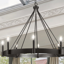 Urban Ambiance - Chandelier - UHP4485 Modern Farmhouse Indoor Chandelier, 27''H x 38"W x 38''D, Matte Black Finish, Fremantle Collection - 