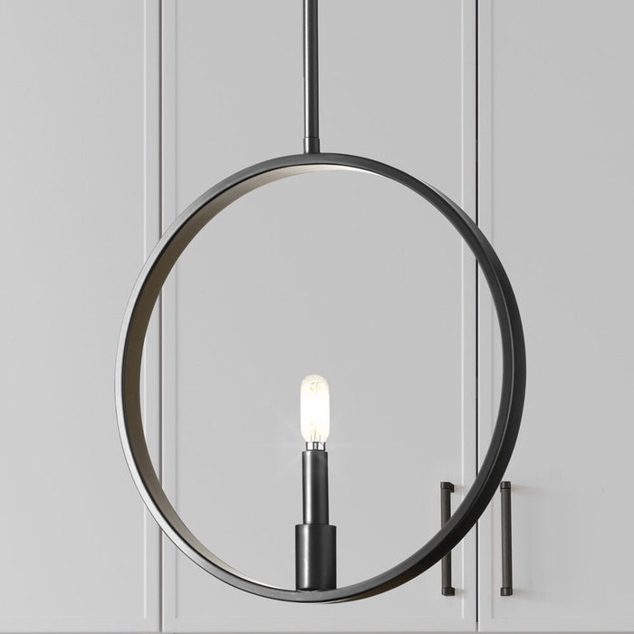 UHP4487 Modern Farmhouse Indoor Pendant, 15-1/2''H x 1-3/8"W x 15''D, Matte Black Finish, Fremantle Collection