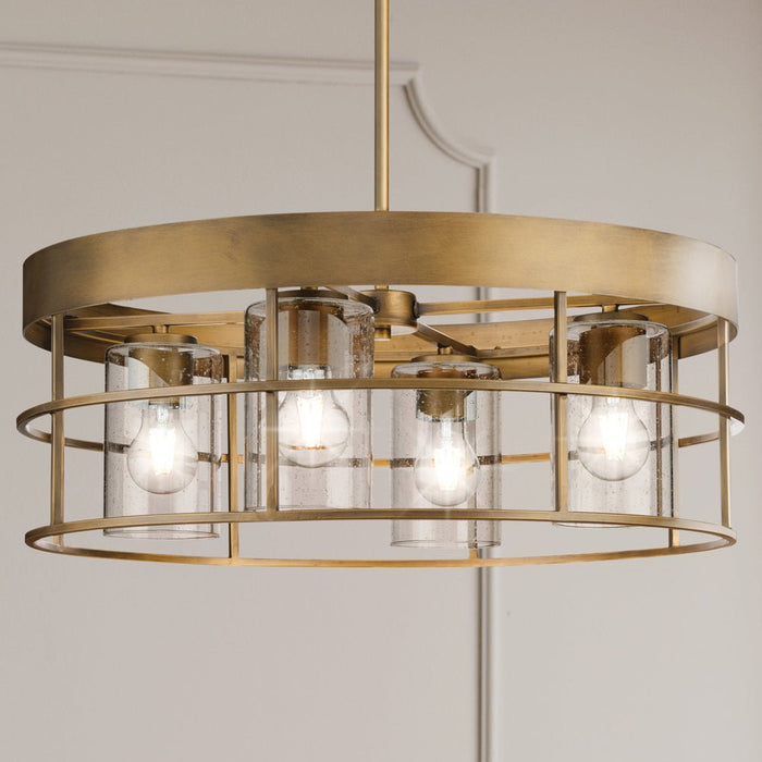 UHP4492 Modern Indoor Chandelier, 9''H x 23-3/4"W x 23-3/4''D, Aged Bronze Finish, Fargo Collection