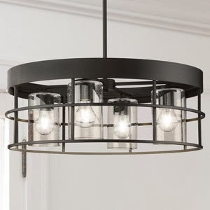 Urban Ambiance - Chandelier - UHP4493 Modern Indoor Chandelier, 9''H x 23 - 3/4"W x 23 - 3/4''D, Matte Black Finish, Fargo Collection - 