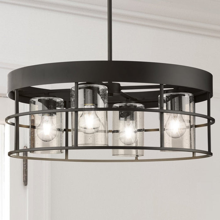 UHP4493 Modern Indoor Chandelier, 9''H x 23-3/4"W x 23-3/4''D, Matte Black Finish, Fargo Collection