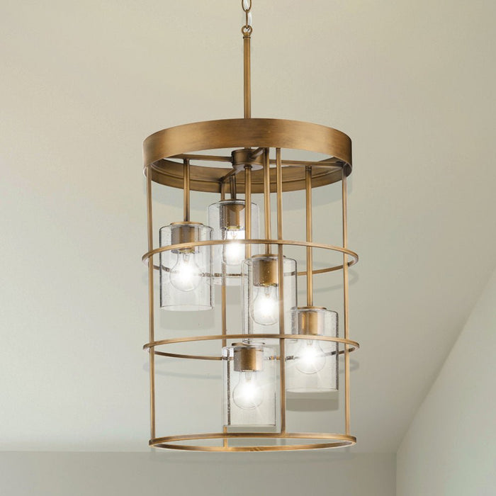 UHP4498 Modern Indoor Chandelier, 23-5/8''H x 15-1/2"W x 15-1/2''D, Aged Bronze Finish, Fargo Collection