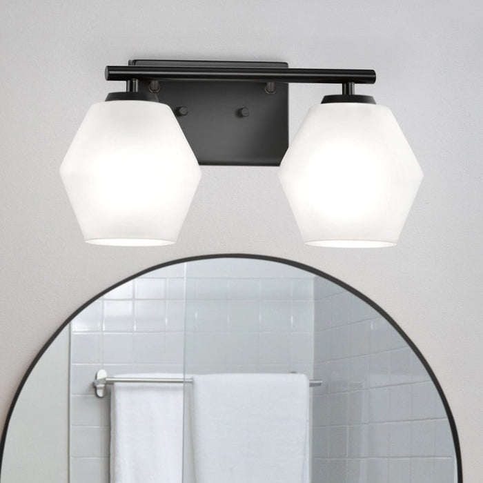 UHP4515 Mid Century Modern Indoor Bath Light, 7-1/2''H x 7"W x 15''D, Matte Black Finish, Roanoke Collection