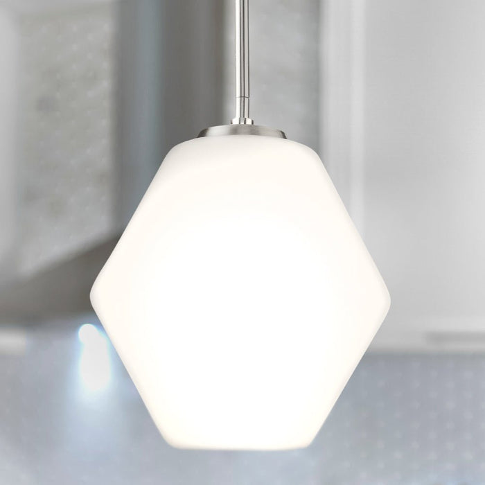 UHP4522 Mid-Century Modern Indoor Pendant, 11-1/2''H x 10"W x 10''D, Brushed Nickel Finish, Roanoke Collection