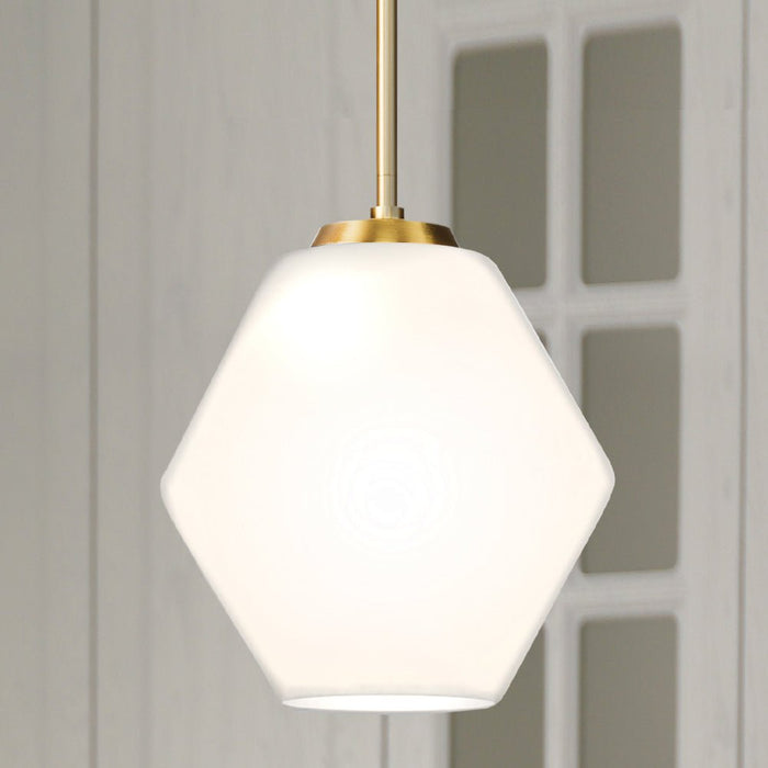 UHP4523 Mid-Century Modern Indoor Pendant, 11-1/2''H x 10"W x 10''D, Brushed Gold Finish, Roanoke Collection