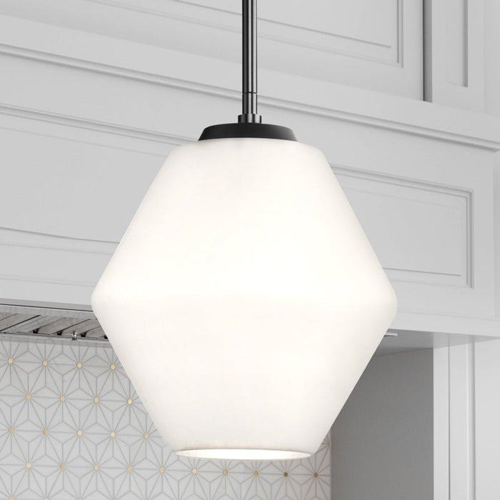 UHP4524 Mid-Century Modern Indoor Pendant, 11-1/2''H x 10"W x 10''D, Matte Black Finish, Roanoke Collection