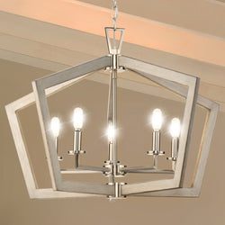 Urban Ambiance - Chandelier - UHP4562 Modern Indoor Chandelier, 19 - 1/4''H x 28"W x 28''D, Brushed Nickel Finish, Spartanburg Collection - 