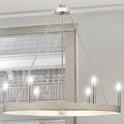 Urban Ambiance - Chandelier - UHP4564 Modern Indoor Chandelier, 28 - 1/4''H x 30"W x 30''D, Brushed Nickel Finish, Spartanburg Collection - 