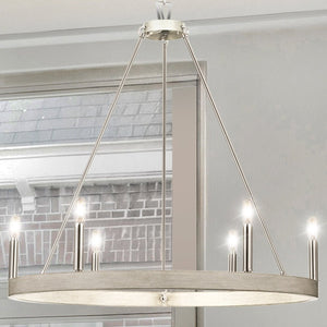 Urban Ambiance - Chandelier - UHP4564 Modern Indoor Chandelier, 28 - 1/4''H x 30"W x 30''D, Brushed Nickel Finish, Spartanburg Collection - 