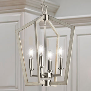 Urban Ambiance - Chandelier - UHP4566 Modern Indoor Chandelier, 18 - 3/8''H x 14 - 1/4"W x 14 - 1/4''D, Brushed Nickel Finish, Spartanburg Collection - 