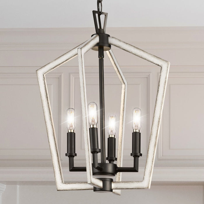 UHP4567 Modern Indoor Chandelier, 18-3/8''H x 14-1/4"W x 14-1/4''D, Matte Black Finish, Spartanburg Collection