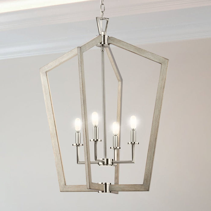 UHP4568 Modern Indoor Chandelier, 30-7/8''H x 24"W x 24''D, Brushed Nickel Finish, Spartanburg Collection